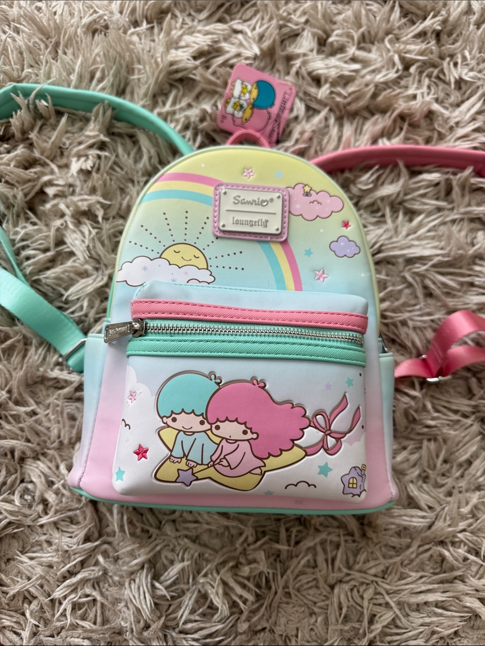Loungefly Little Twin Stars Pastel Mini Backpack - Pink, Mint, Yellow